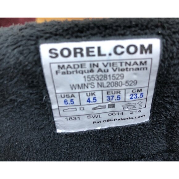 Sorel Glacy Vino Snow Winter Fleece Lined Waterproof Boots Womens 6.5 (t6n) - Picture 10 of 10